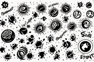 Solar System with Dog paw tracks tattoo idea