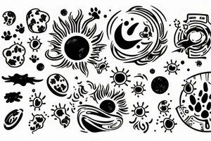 Solar System with Dog paw tracks tattoo idea