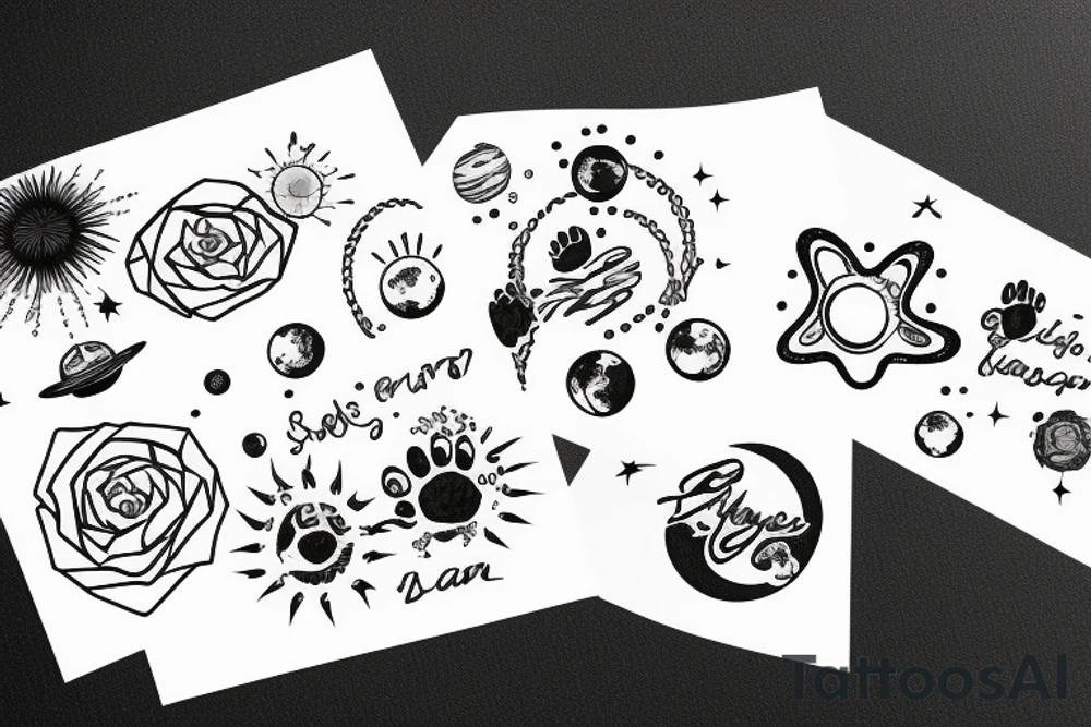 Solar System with Dog paw tracks tattoo idea