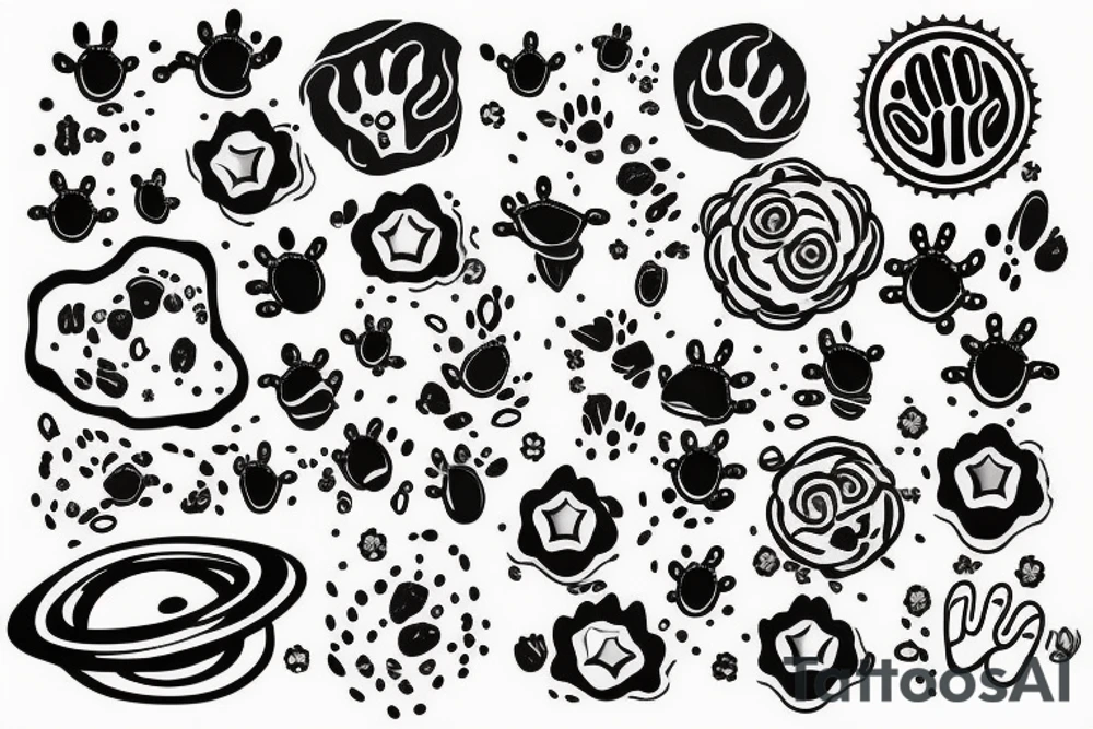 Solar System with Dog paw tracks tattoo idea