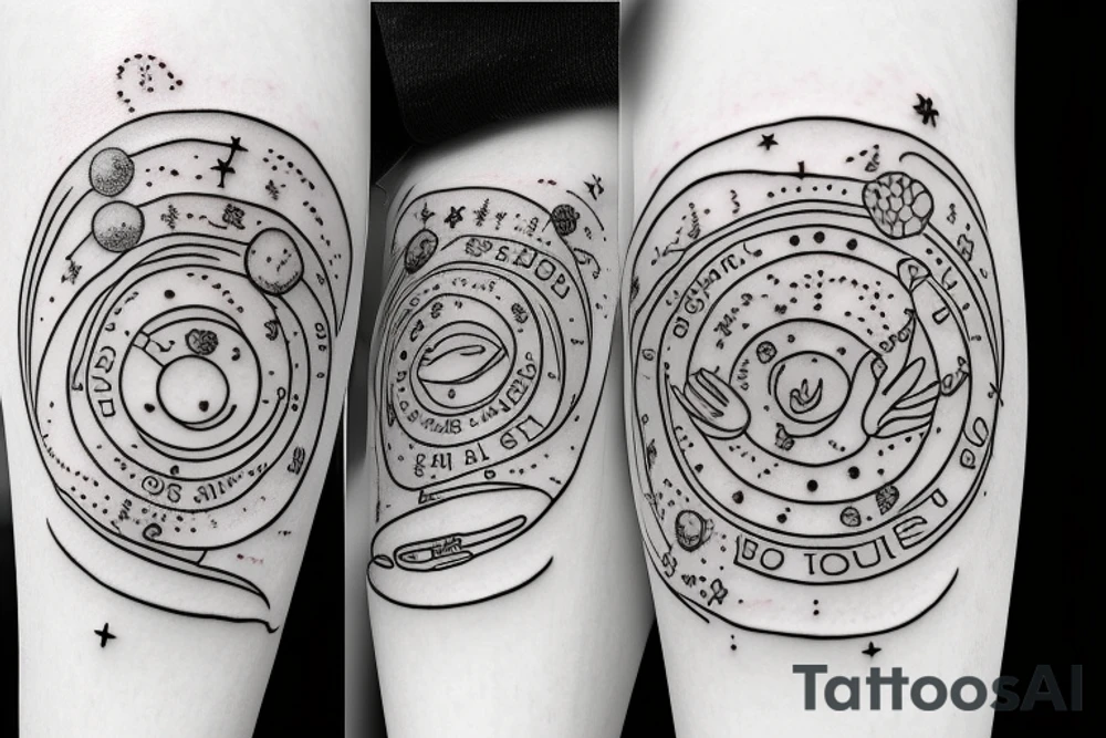Solar System with Dog paw tracks tattoo idea