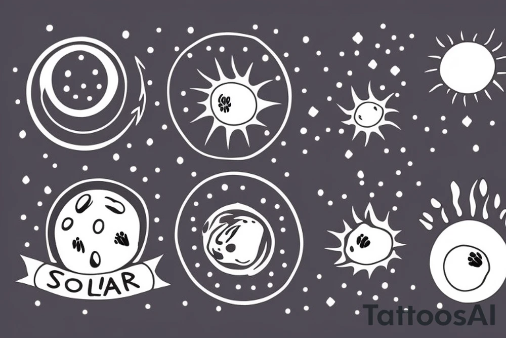 Solar System with Dog paw tracks tattoo idea