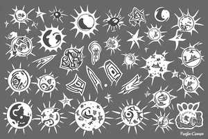 Solar System with Dog paw tracks tattoo idea