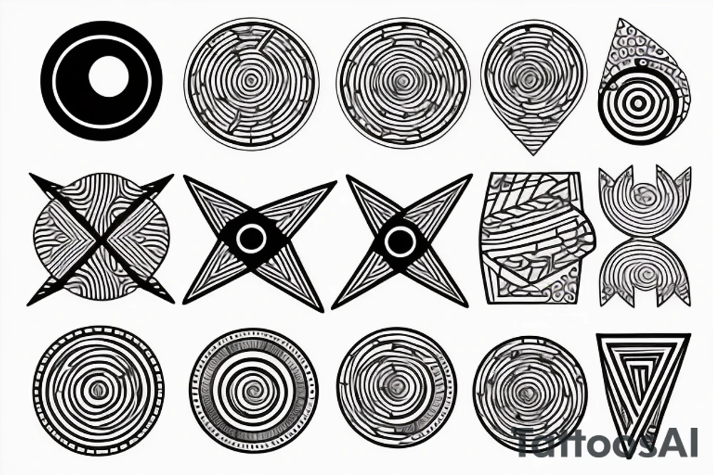 Solar System with geometric patterns and lines tattoo idea
