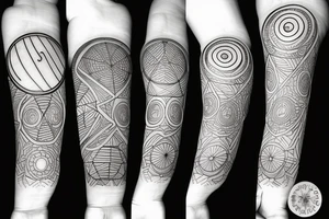 Solar System with geometric patterns and lines tattoo idea