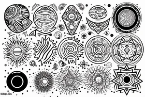 Solar System with geometric patterns tattoo idea