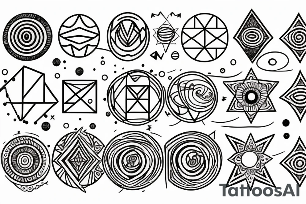 Solar System with geometric patterns tattoo idea