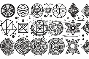 Solar System with geometric patterns tattoo idea