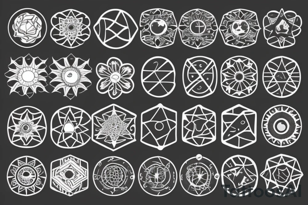 Solar System with geometric patterns tattoo idea