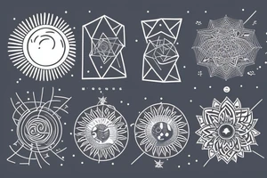 Solar System with geometric patterns tattoo idea