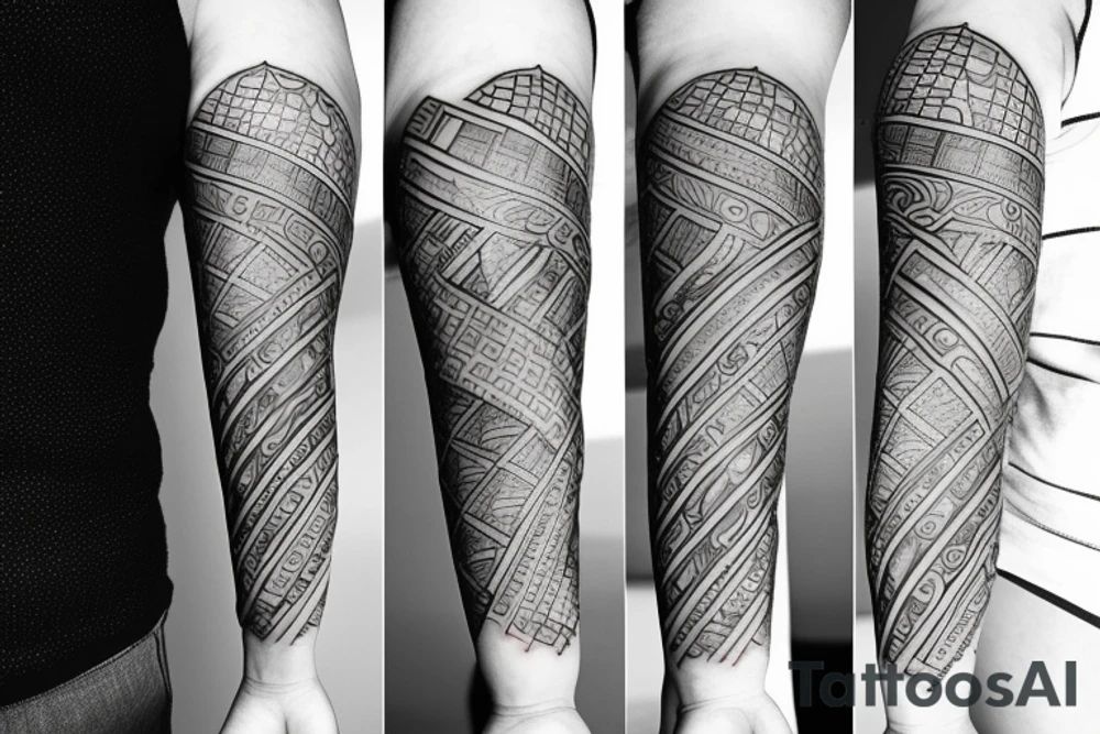 Solar System with geometric patterns tattoo idea