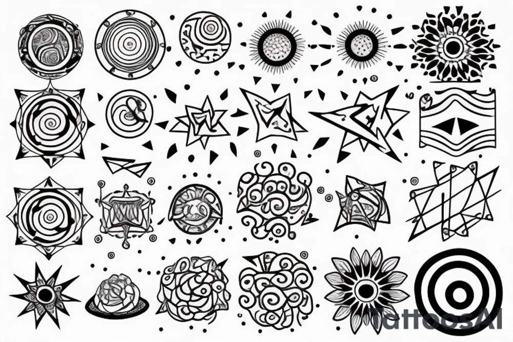 Solar System with geometric patterns tattoo idea