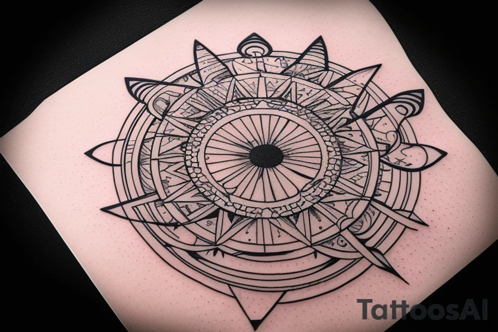 Solar System with geometric patterns tattoo idea