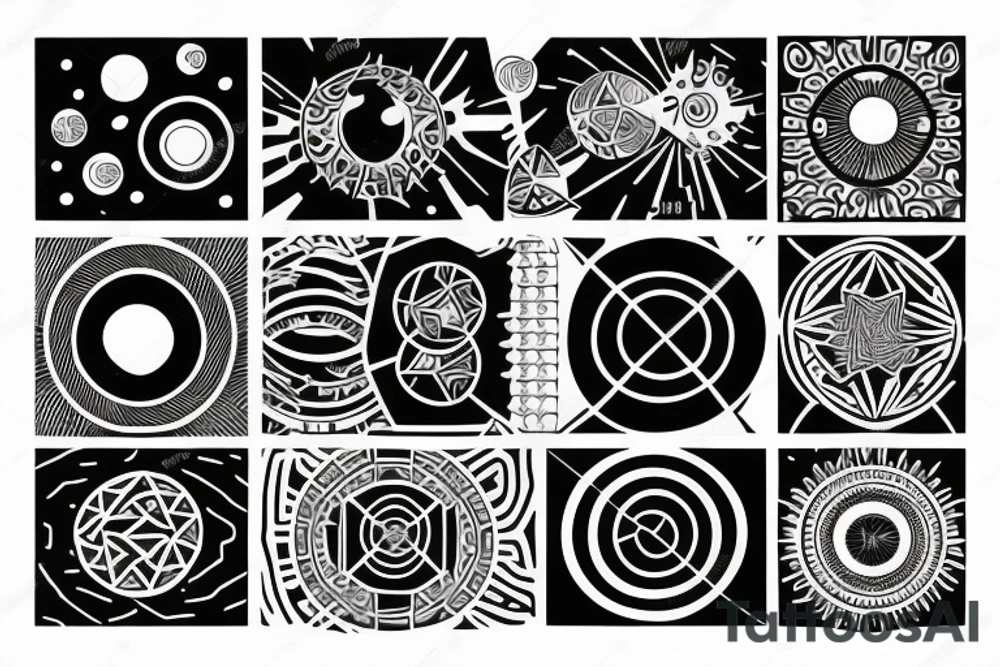 Solar System with geometric patterns tattoo idea