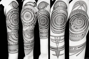 Solar System with geometric patterns tattoo idea
