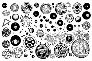 Solar System with geometric patterns tattoo idea