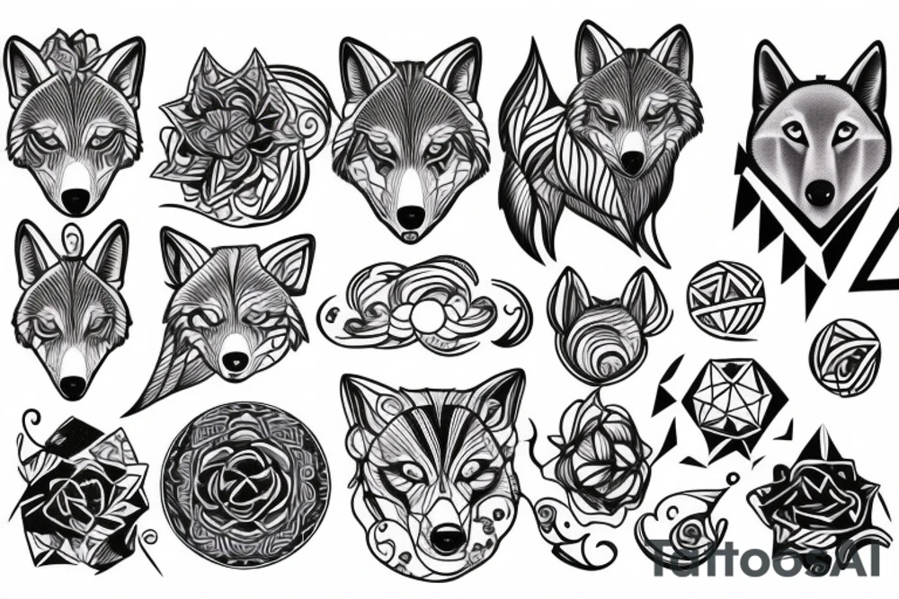 wolf with planet tattoo idea
