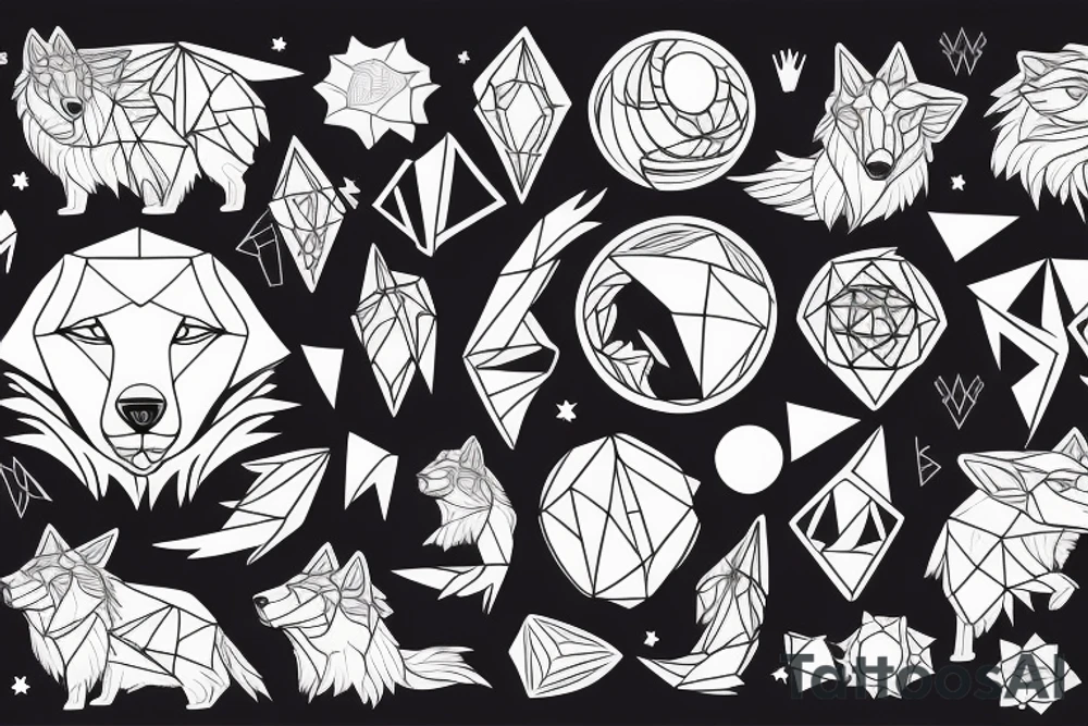 wolf with planet tattoo idea