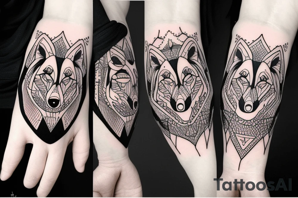 wolf with planet tattoo idea