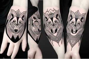 wolf with planet tattoo idea