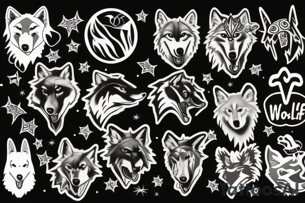 wolf with planet tattoo idea