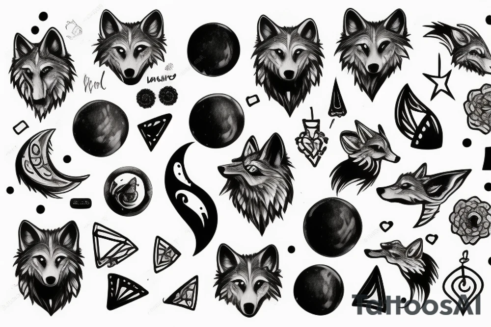 wolf with planet tattoo idea