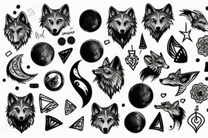 wolf with planet tattoo idea