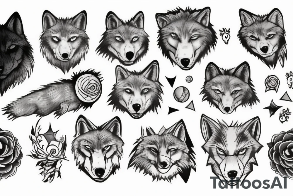 wolf with planet tattoo idea