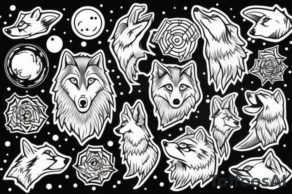 wolf with planet tattoo idea