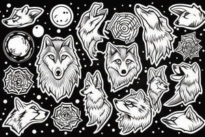 wolf with planet tattoo idea