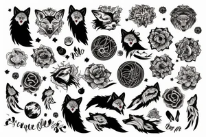 wolf with planet tattoo idea