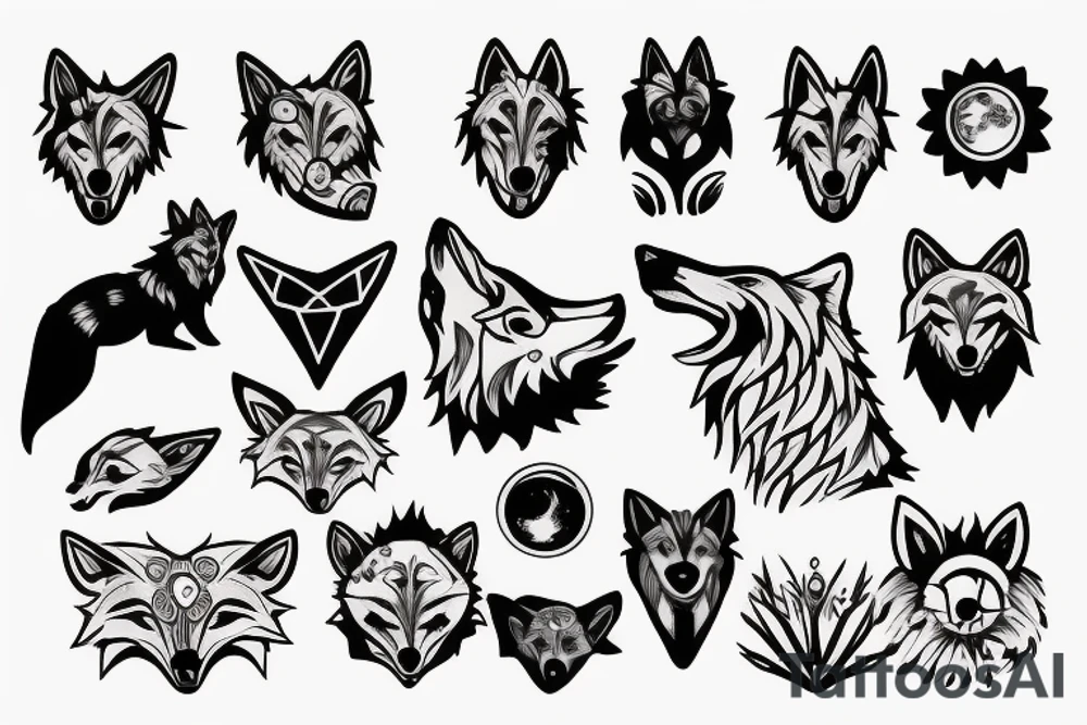 wolf with planet tattoo idea