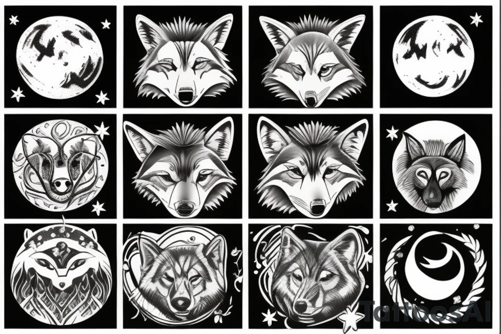 wolf with planet tattoo idea