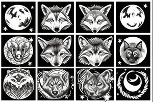 wolf with planet tattoo idea