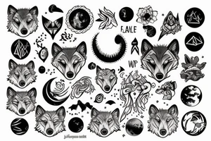 wolf with planet tattoo idea