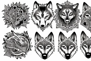 wolf with planet tattoo idea