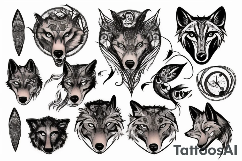 wolf with planet tattoo idea