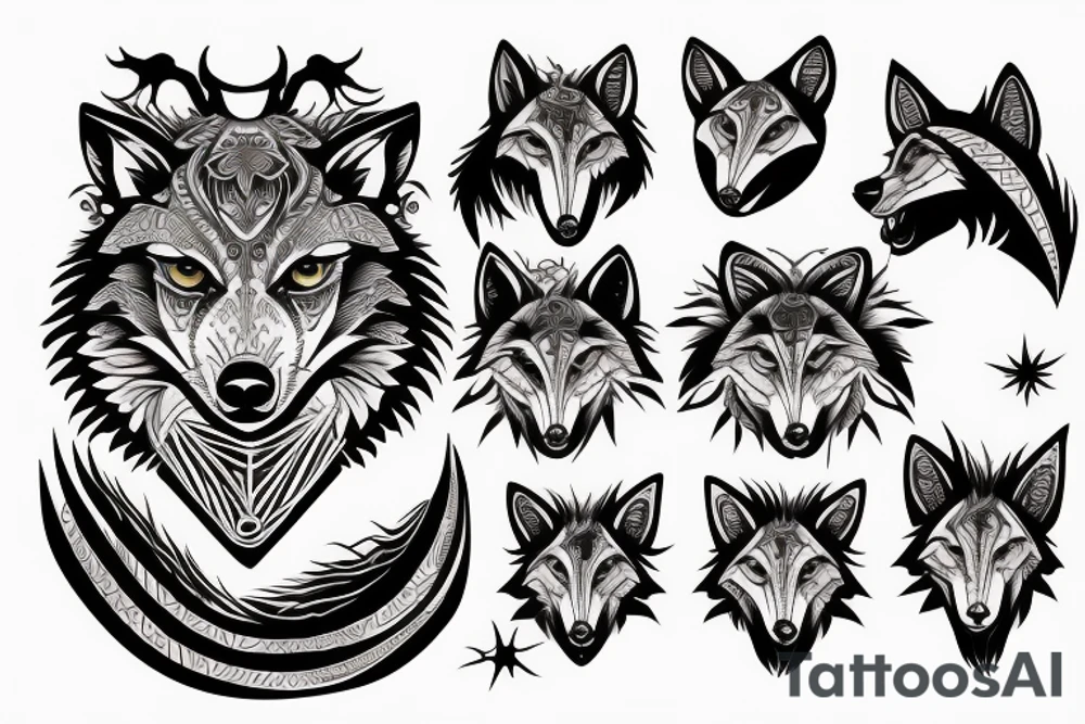 wolf with planet tattoo idea