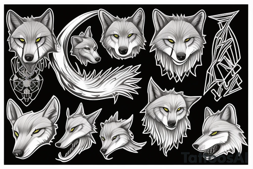 wolf with planet tattoo idea