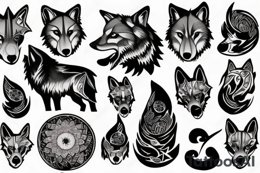 wolf with planet tattoo idea