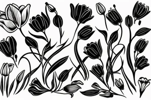A bouquet with tulips, lilies and poppies tattoo idea
