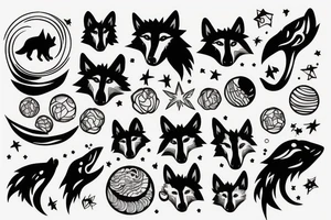 wolf with planet tattoo idea