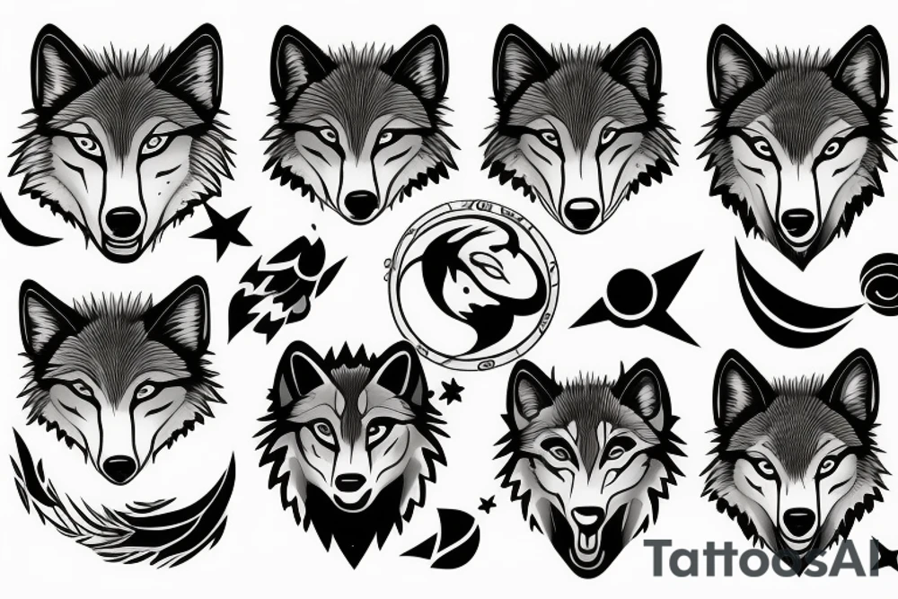 wolf with planet tattoo idea