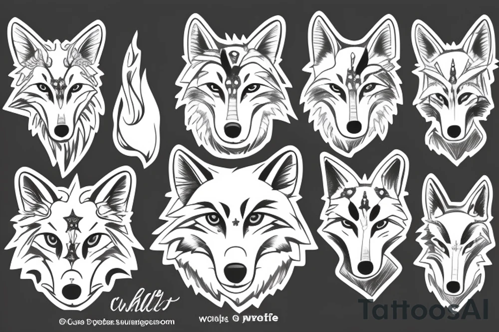 wolf with planet tattoo idea