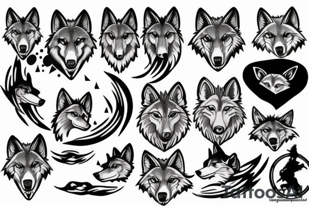 wolf with planet tattoo idea
