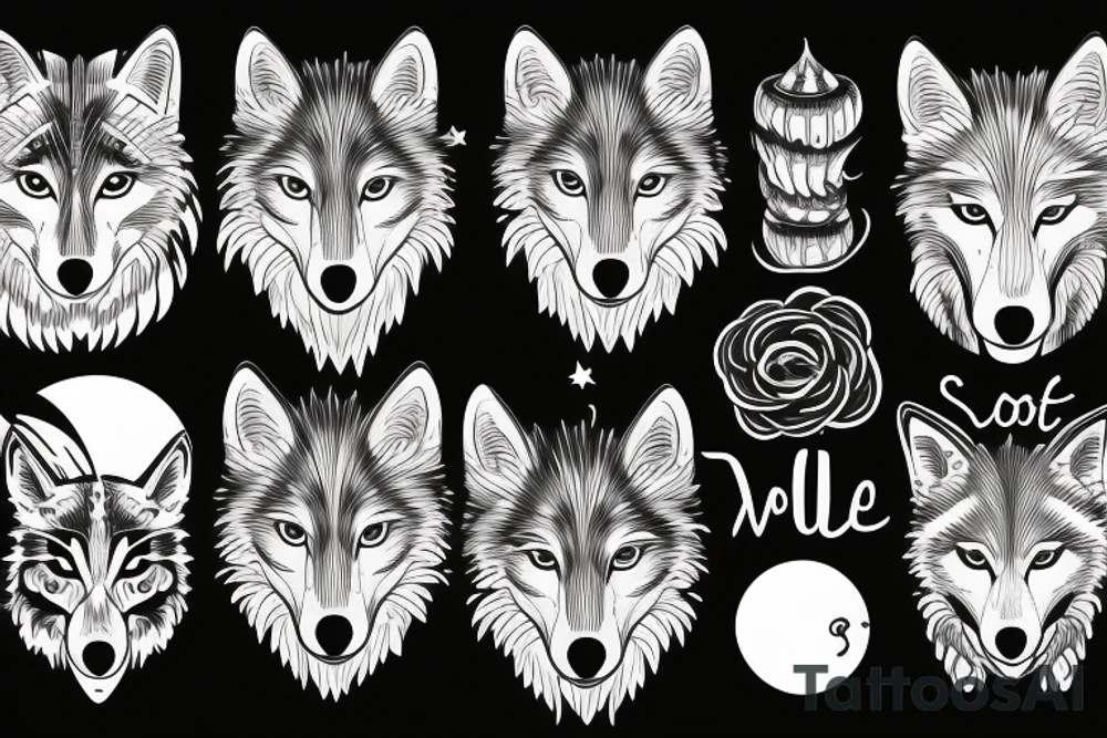wolf with planet tattoo idea