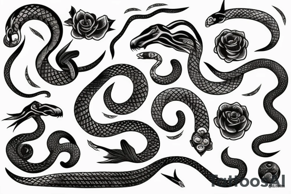 moon with snake tattoo idea