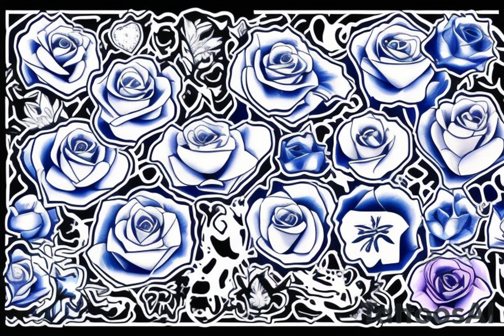 blue roze tattoo idea