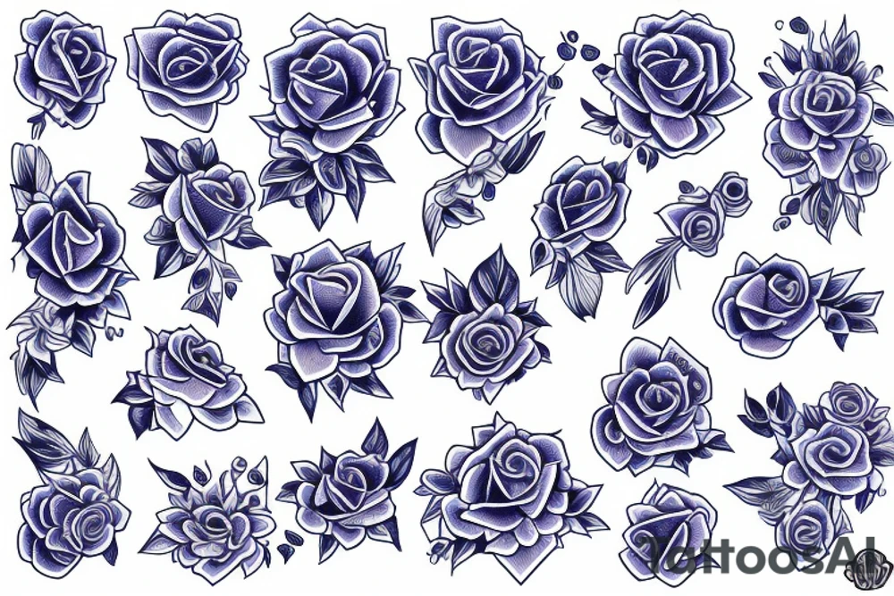 blue roze tattoo idea