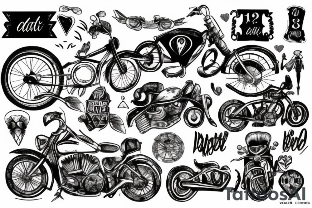my date of birth is on 13 and i love bikes tattoo idea